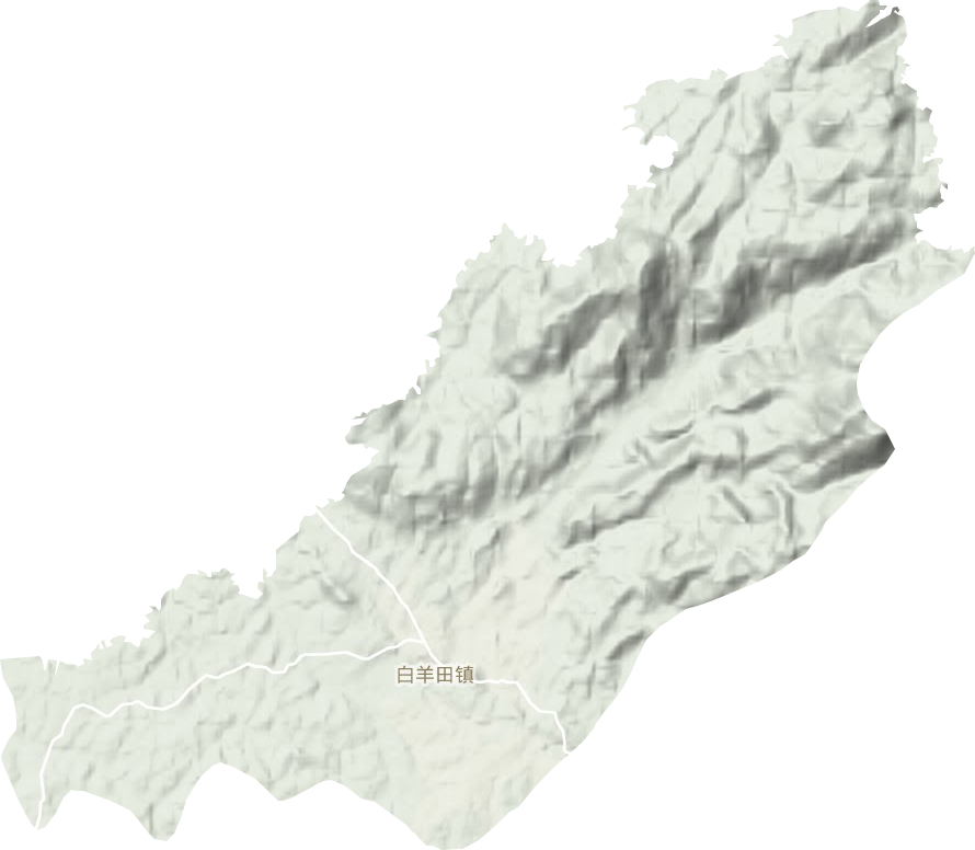 白羊田镇地形地图
