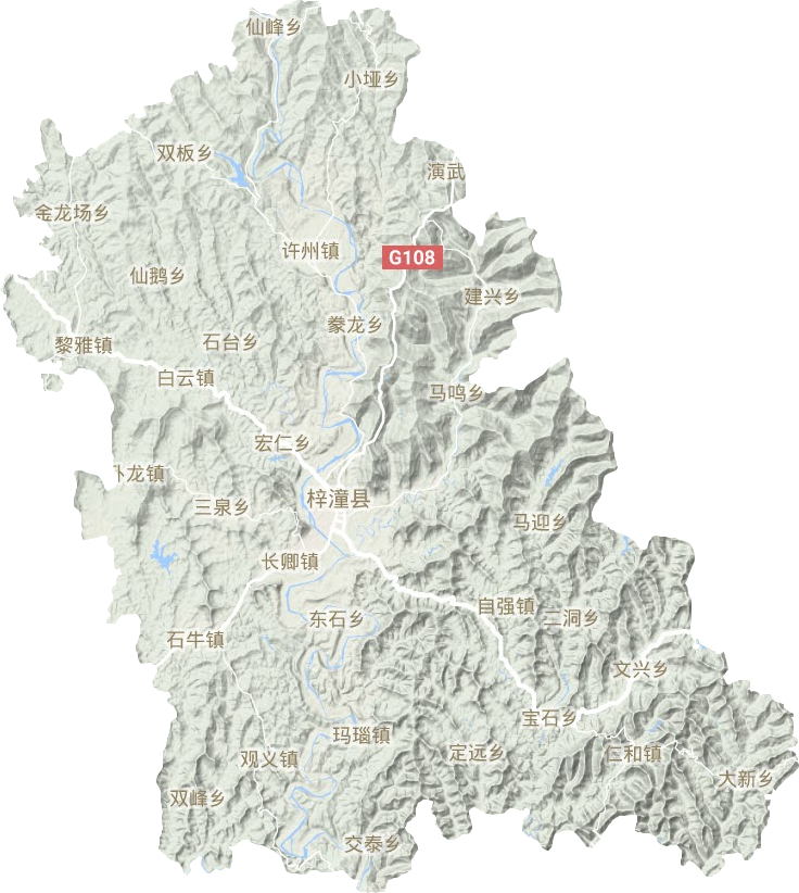 梓潼县地形地图