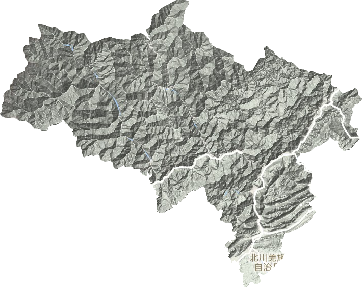 北川县地形地图