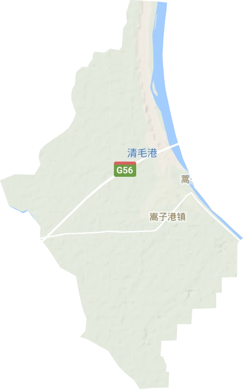 蒿子港镇地形地图