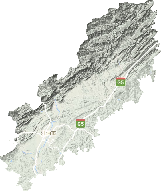 江油市地形地图