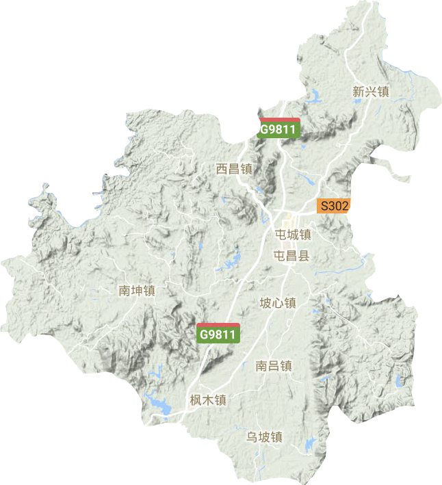屯昌县地形地图