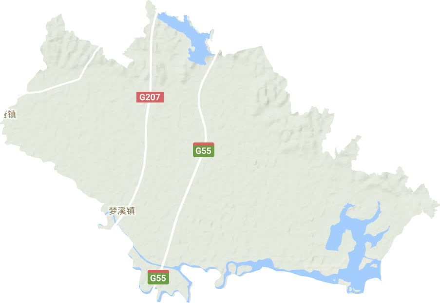 梦溪镇地形地图