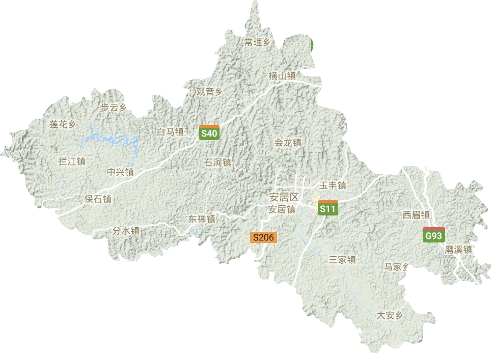 安居区地形地图