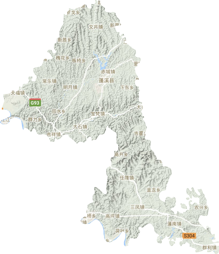 蓬溪县地形地图