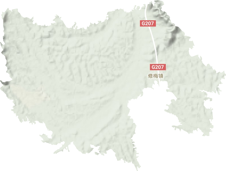修梅镇地形地图