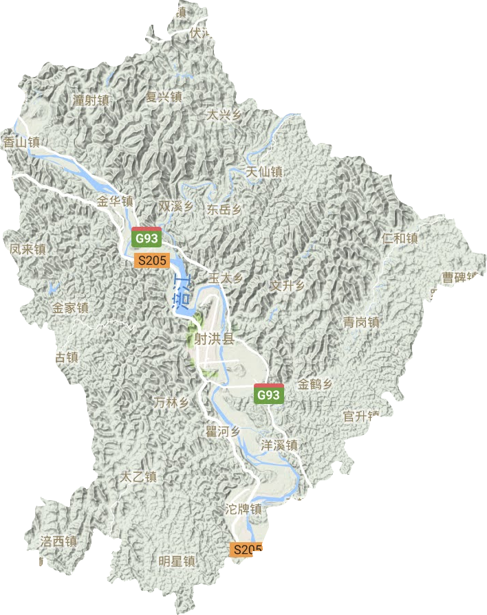 射洪市地形地图