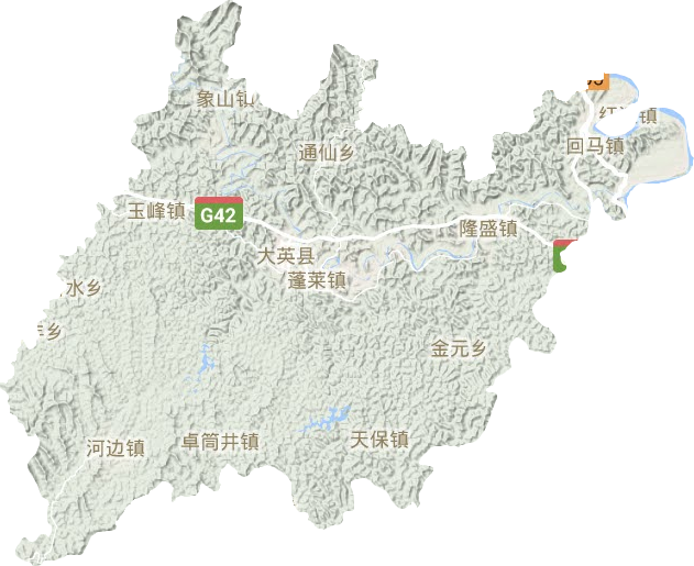 大英县地形地图