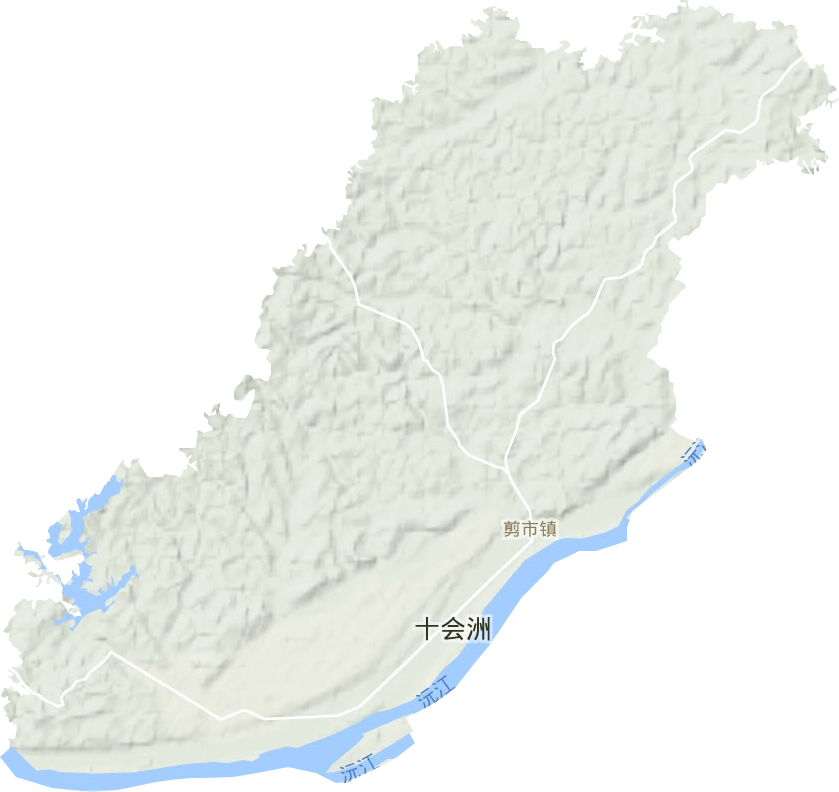 剪市镇地形地图