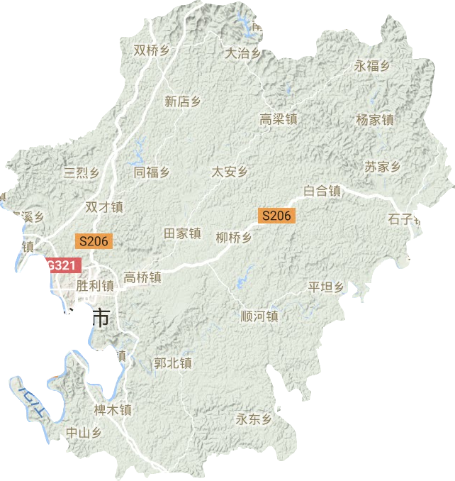 东兴区地形地图