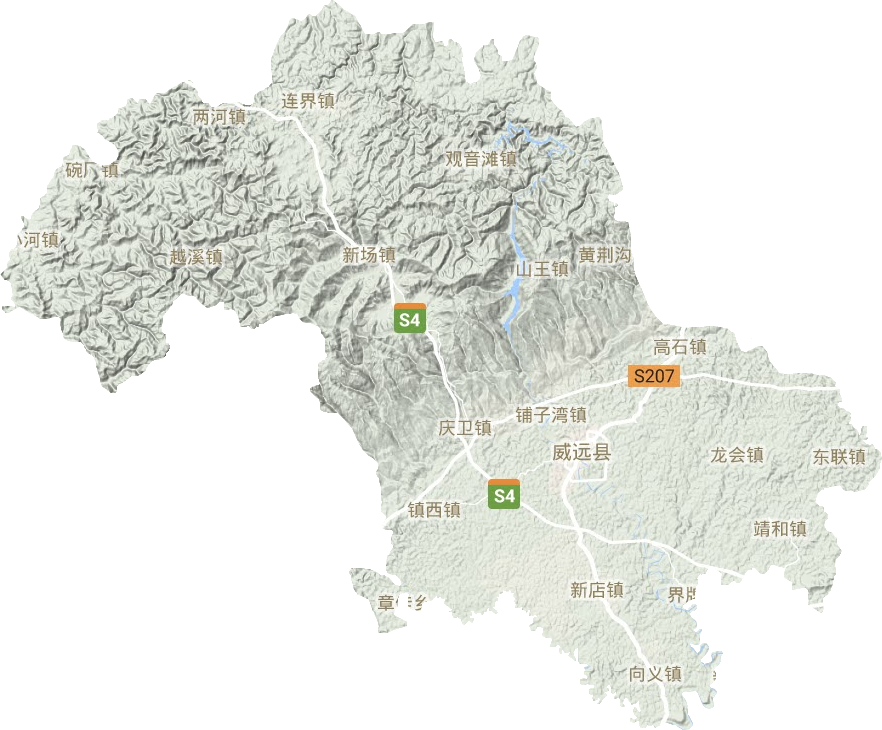 威远县地形地图
