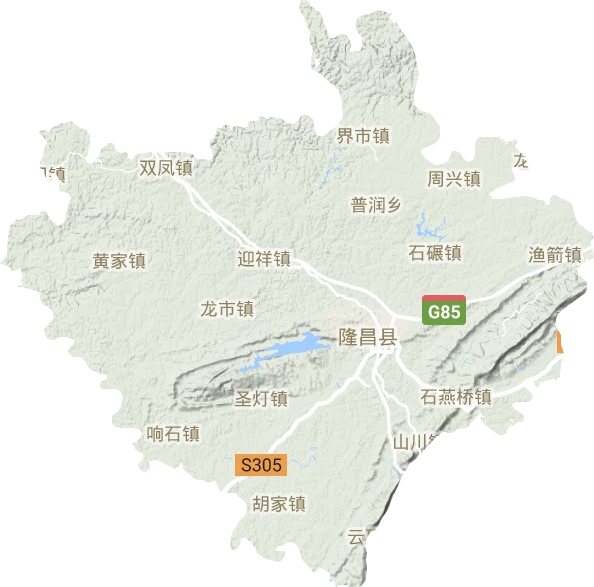 隆昌市地形地图