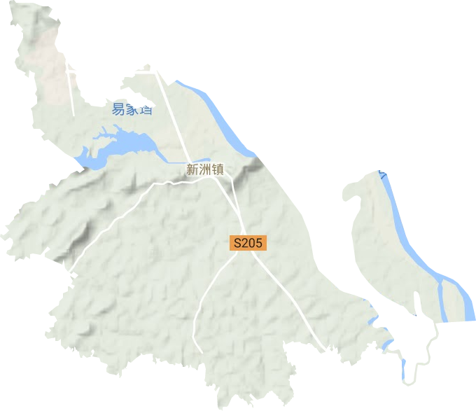 新洲镇地形地图