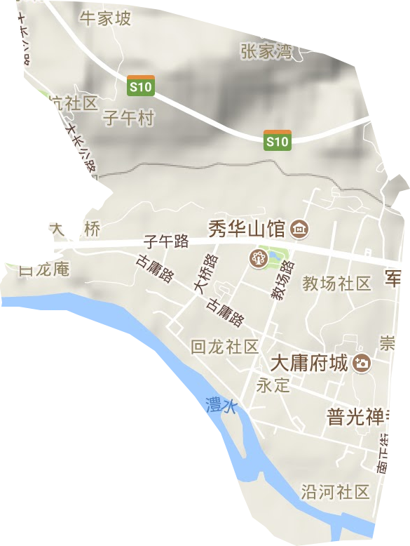 永定街道地形地图