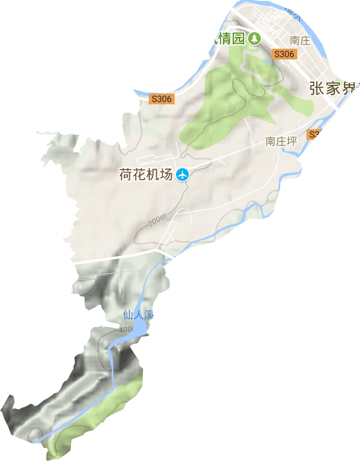 南庄坪街道地形地图