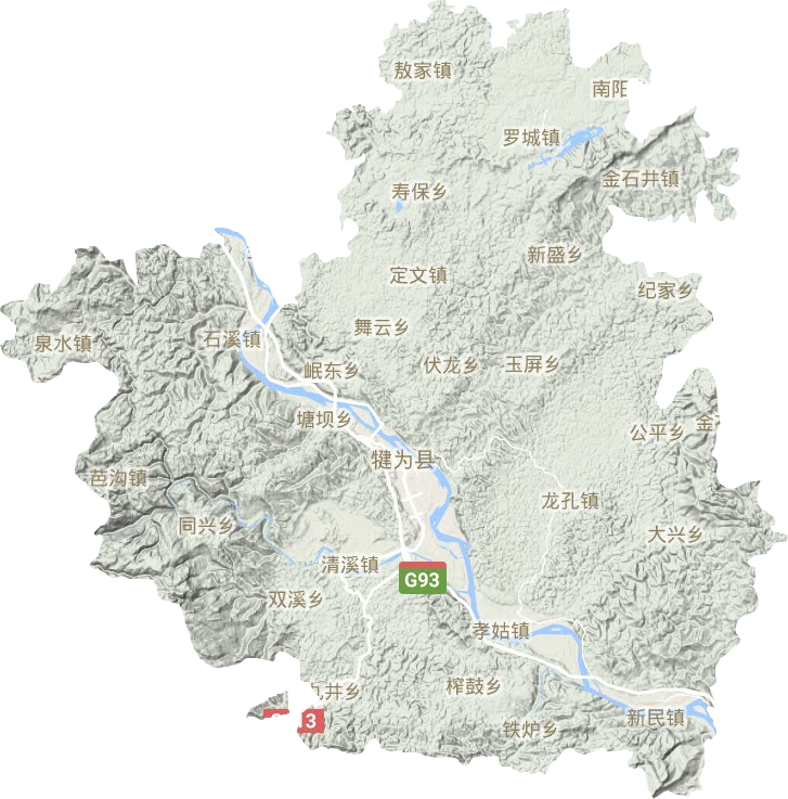 犍为县地形地图