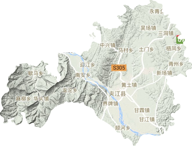 夹江县地形地图