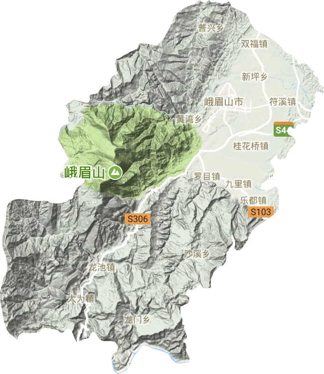 峨眉山市地形地图