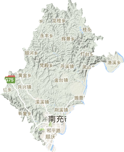 顺庆区地形地图