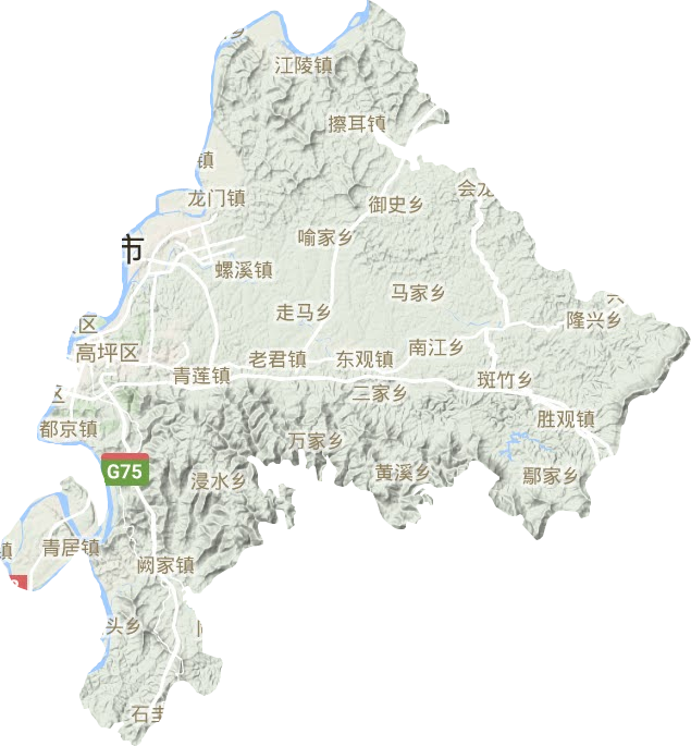 高坪区地形地图