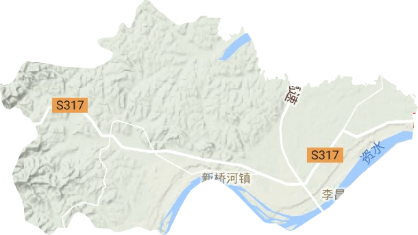 新桥河镇地形地图