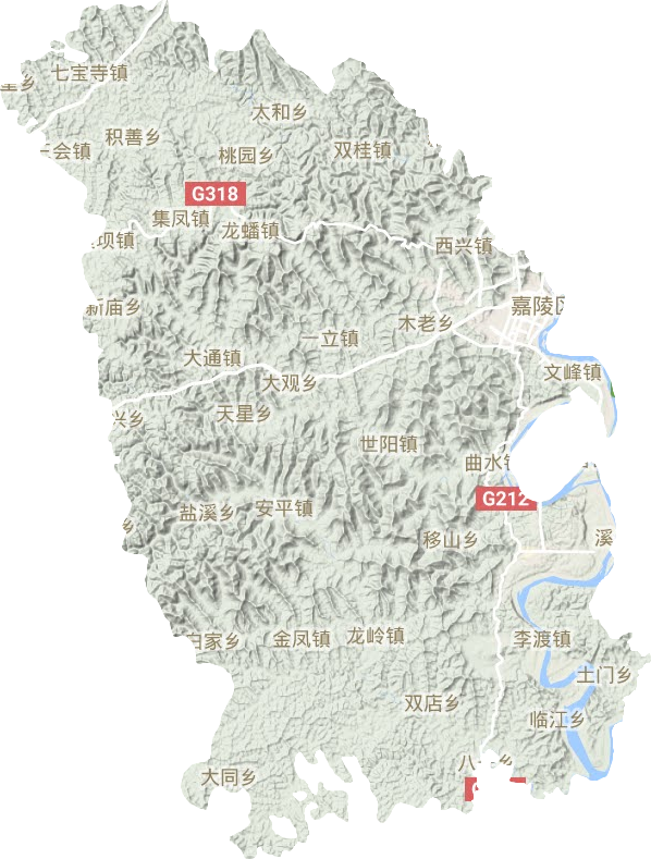 嘉陵区地形地图
