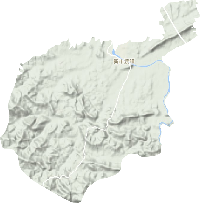 新市渡镇地形地图