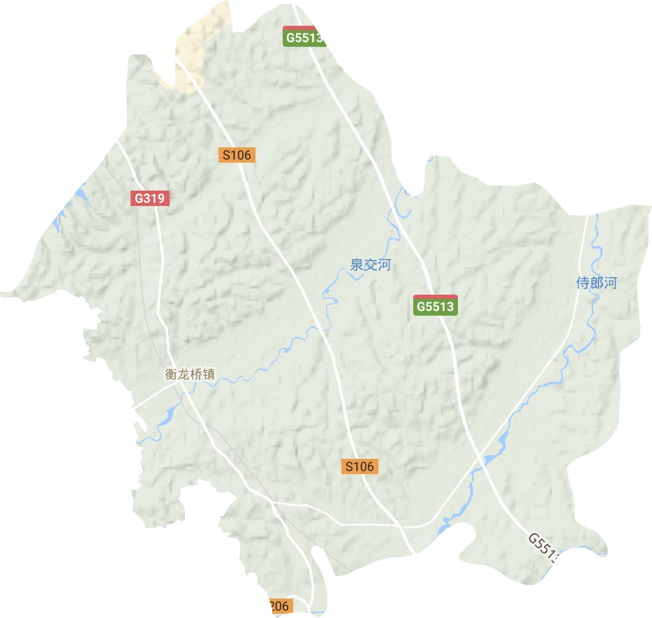 衡龙桥镇地形地图