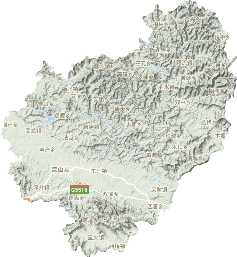 营山县地形地图