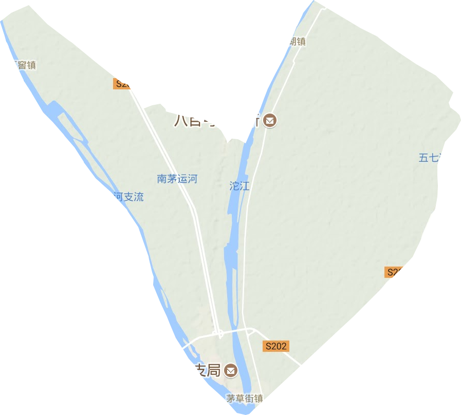 茅草街镇地形地图