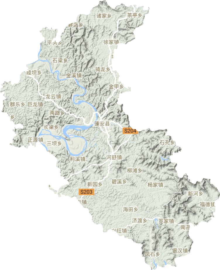 蓬安县地形地图