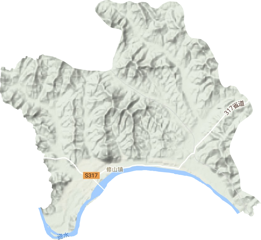 修山镇地形地图