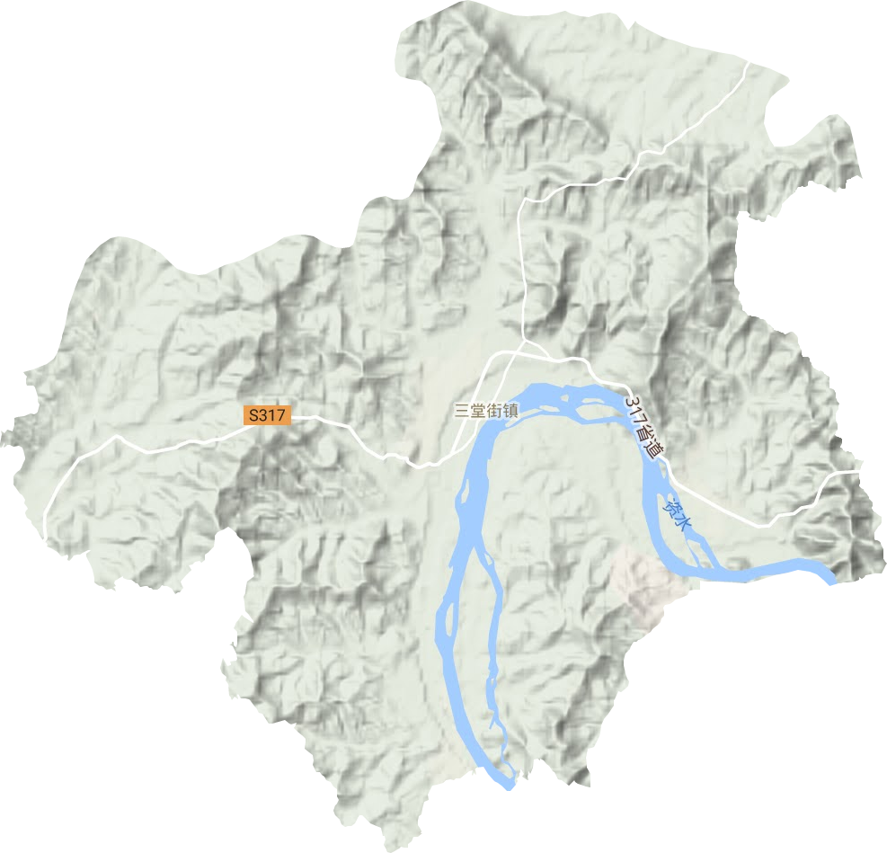 三堂街镇地形地图
