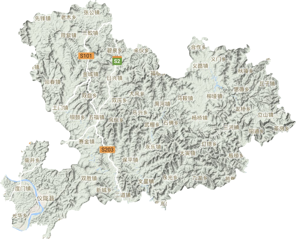 仪陇县地形地图