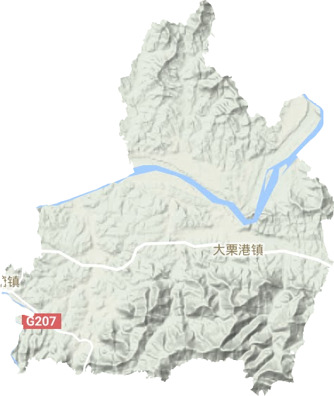 大栗港镇地形地图
