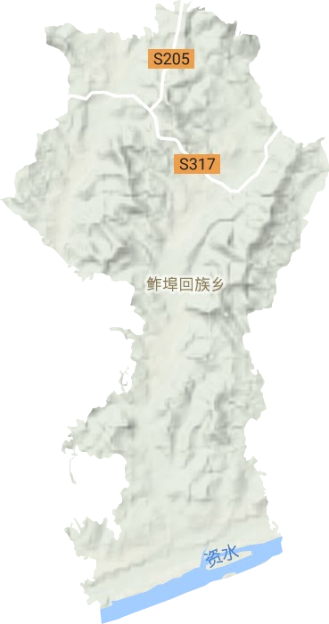 鲊埠回族乡地形地图