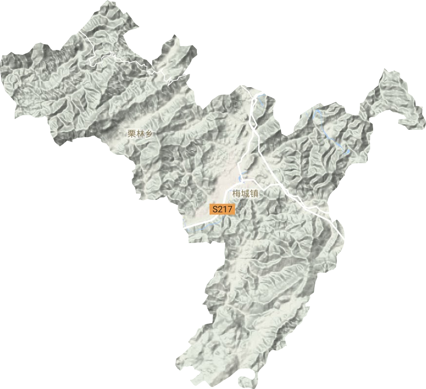 梅城镇地形地图