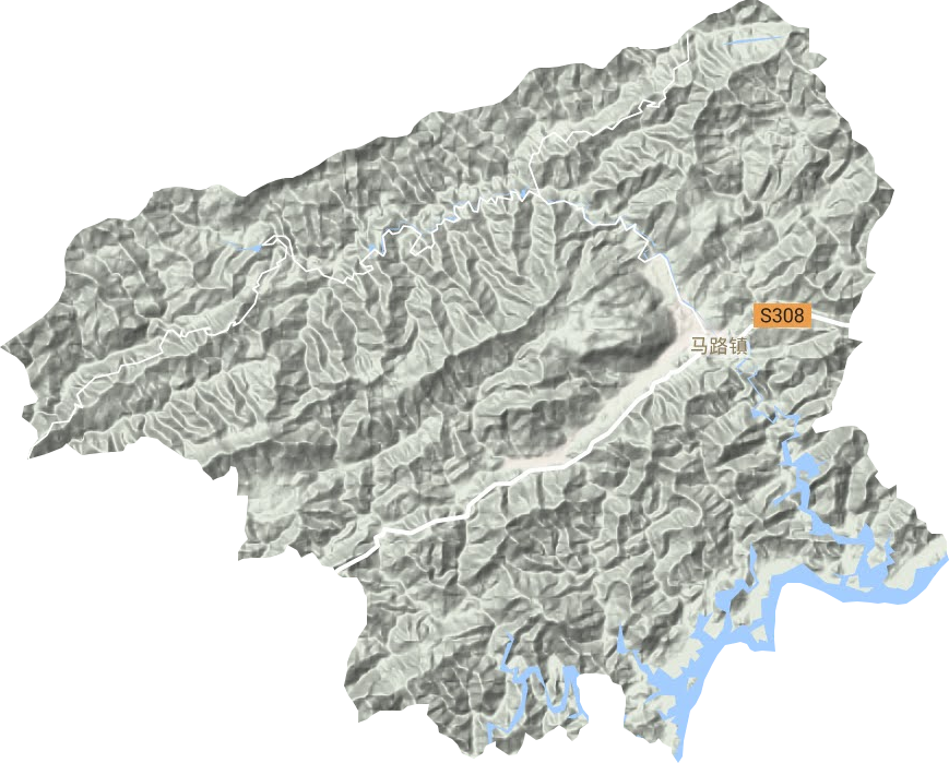 马路镇地形地图