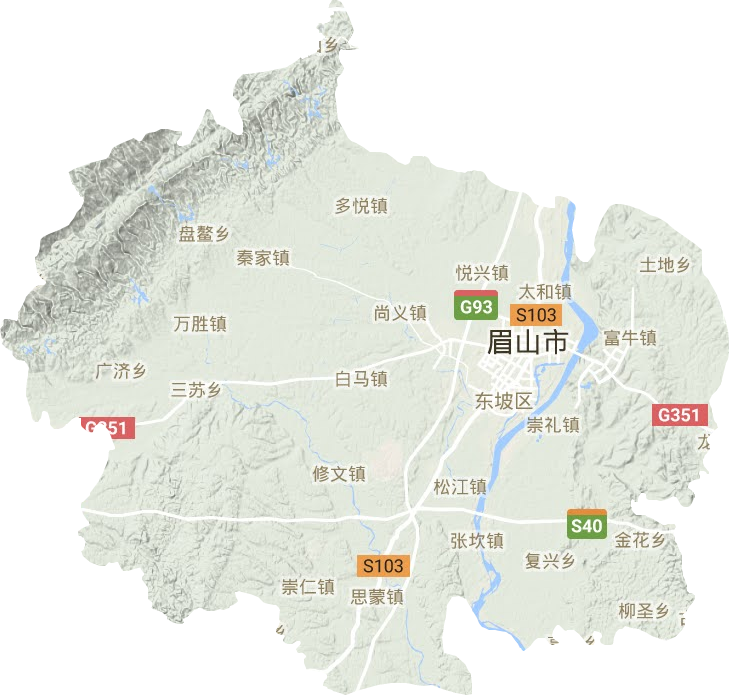 东坡区地形地图