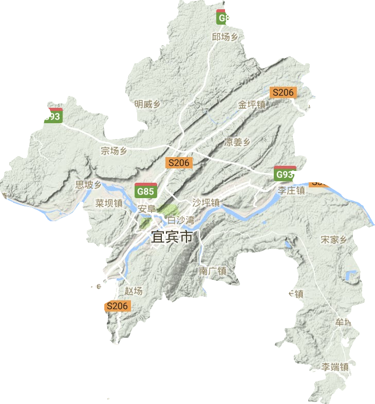 翠屏区地形地图