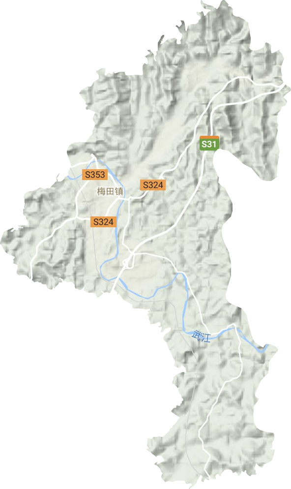 梅田镇地形地图