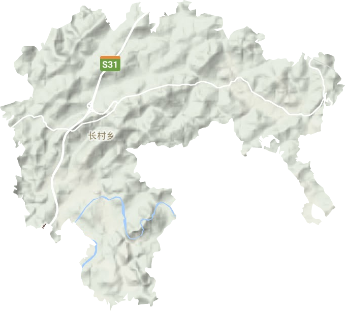 长村乡地形地图