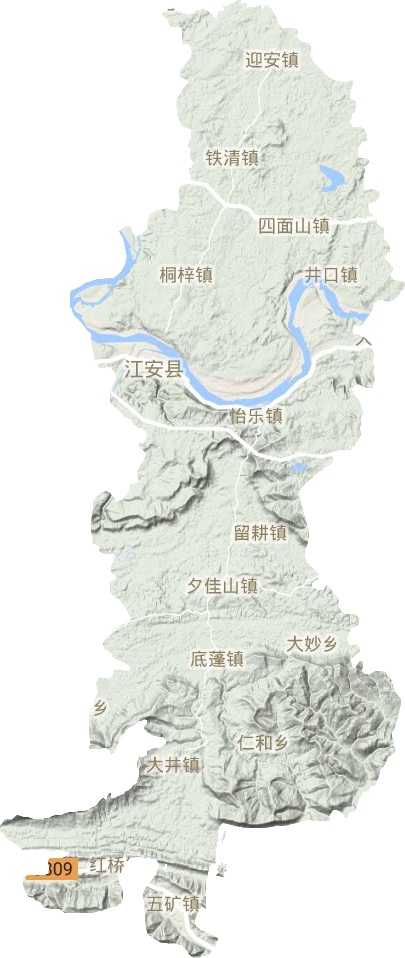 江安县地形地图