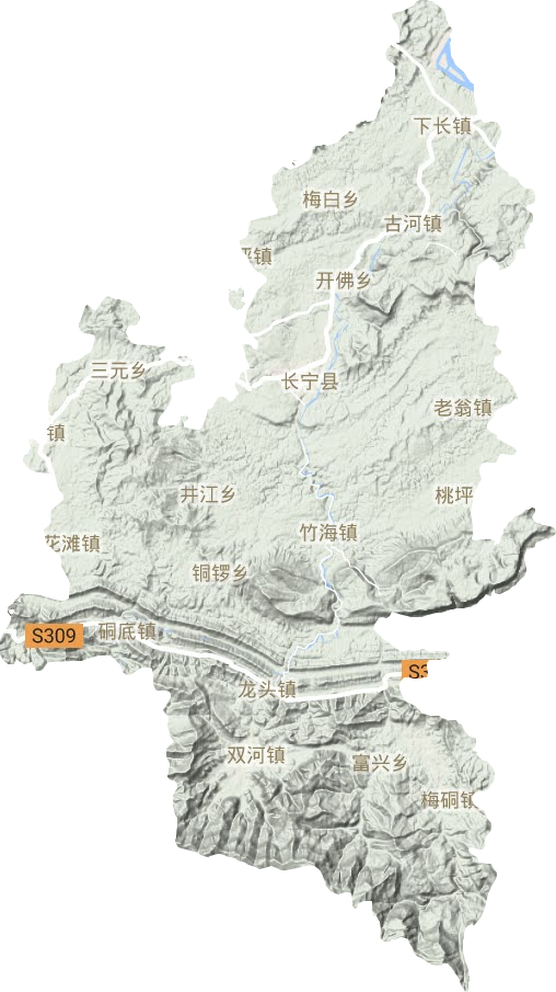 长宁县地形地图