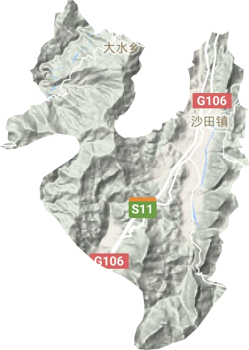 沙田镇地形地图