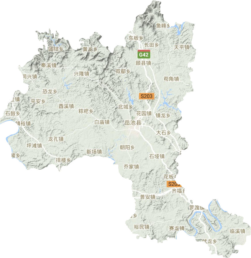岳池县地形地图