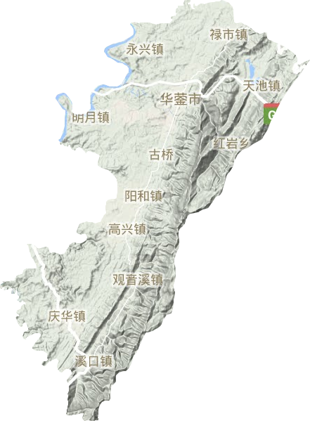 华蓥市地形地图
