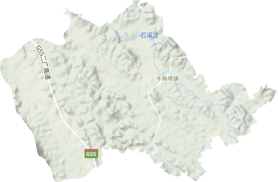 牛角坝镇地形地图