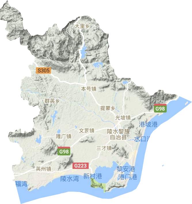 陵水县地形地图