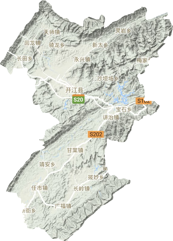 开江县地形地图